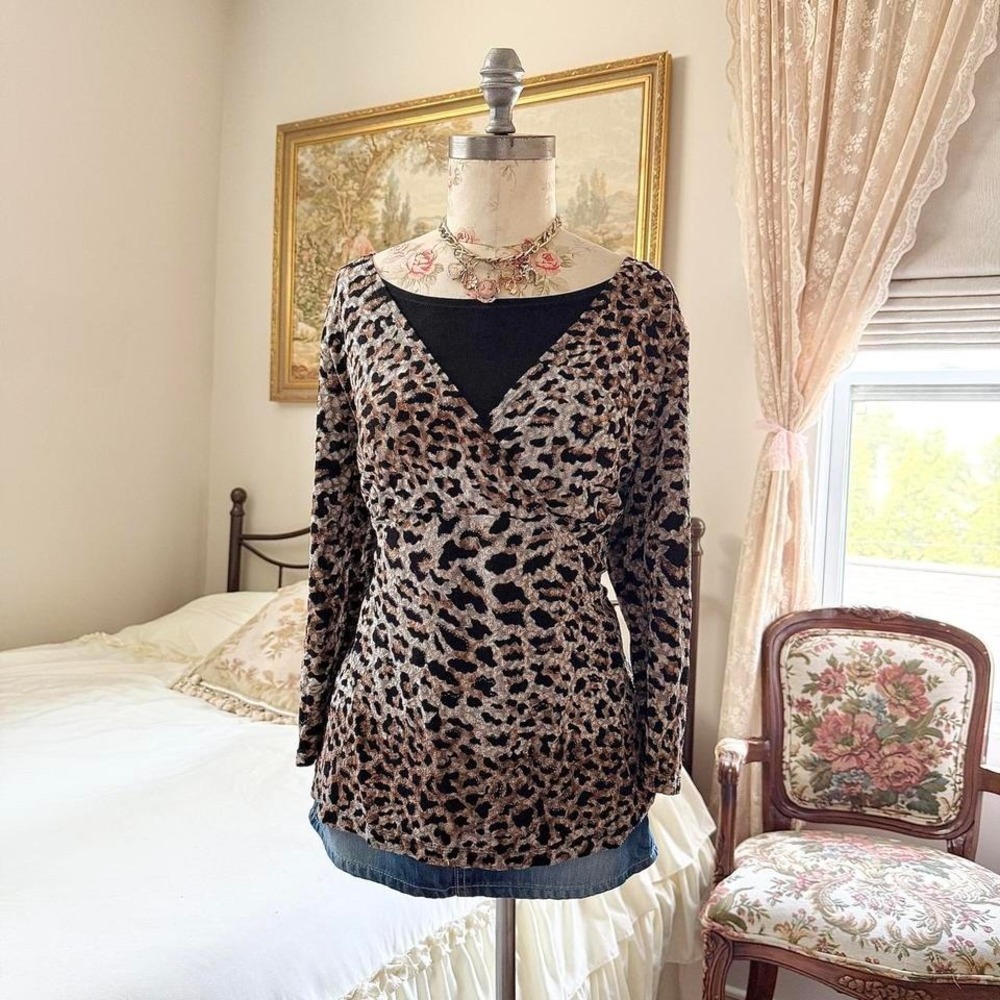 Leopard Print Top  Y2K Notations XL leopard print style going out top